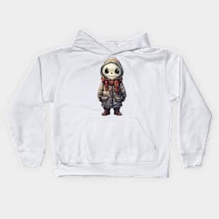 Spooky skull figure in mask perfect for halloween ! Smile face :) Kids Hoodie